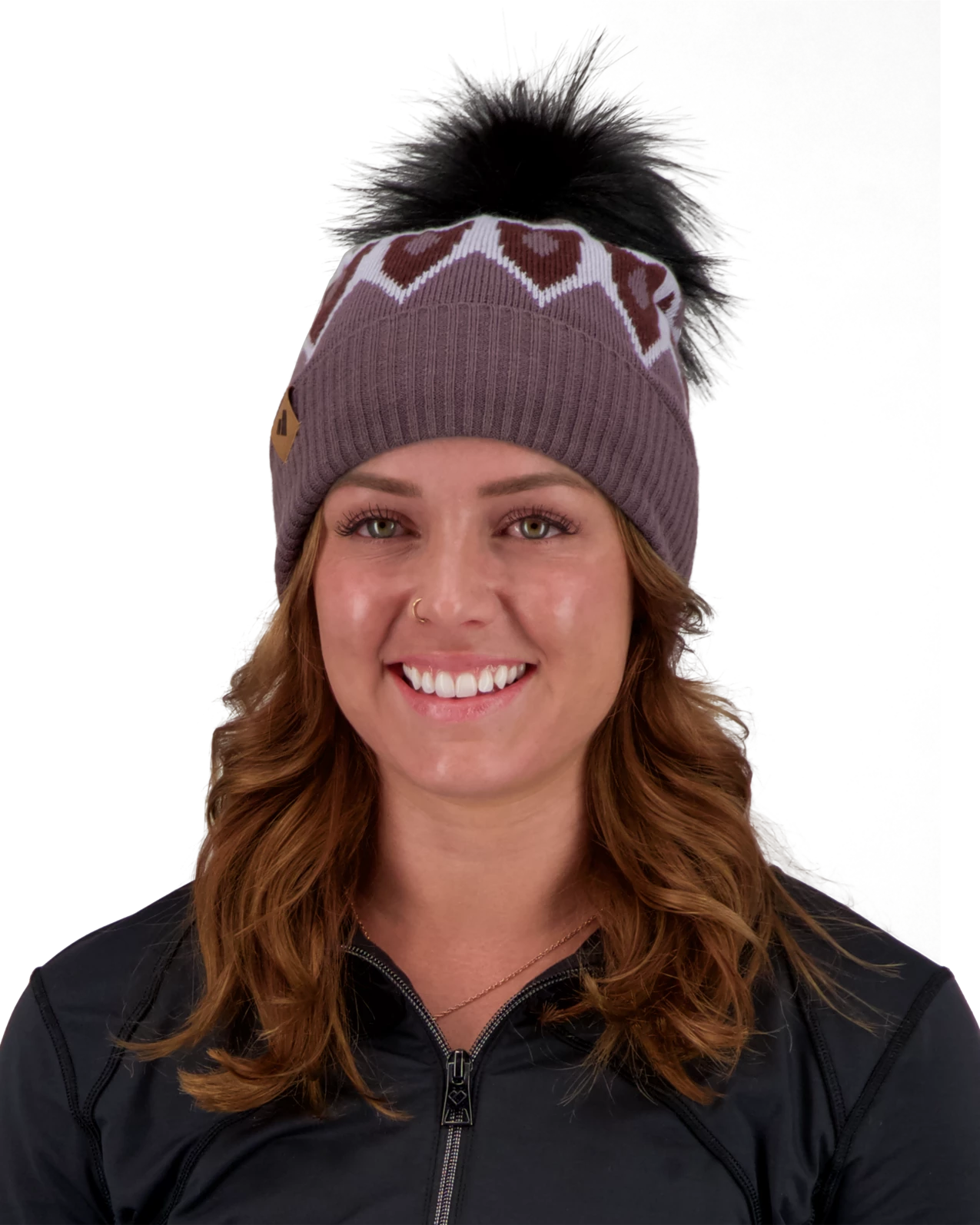 Obermeyer Fair Isle Faux Fur Pom Beanie - Purple Reign 3 Obermeyer Fair Isle Faux Fur Pom Beanie - Purple Reign
