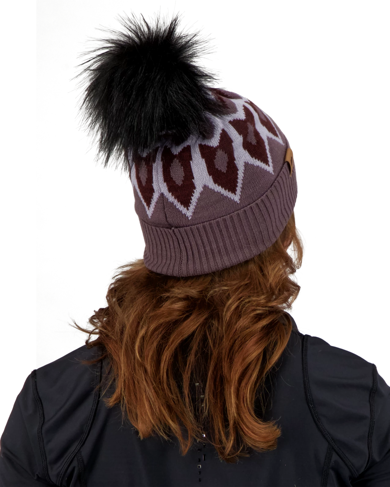 Obermeyer Fair Isle Faux Fur Pom Beanie - Purple Reign 5 Obermeyer Fair Isle Faux Fur Pom Beanie - Purple Reign - Image 3