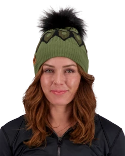 Obermeyer Fair Isle Faux Fur Pom Beanie - Saguaro