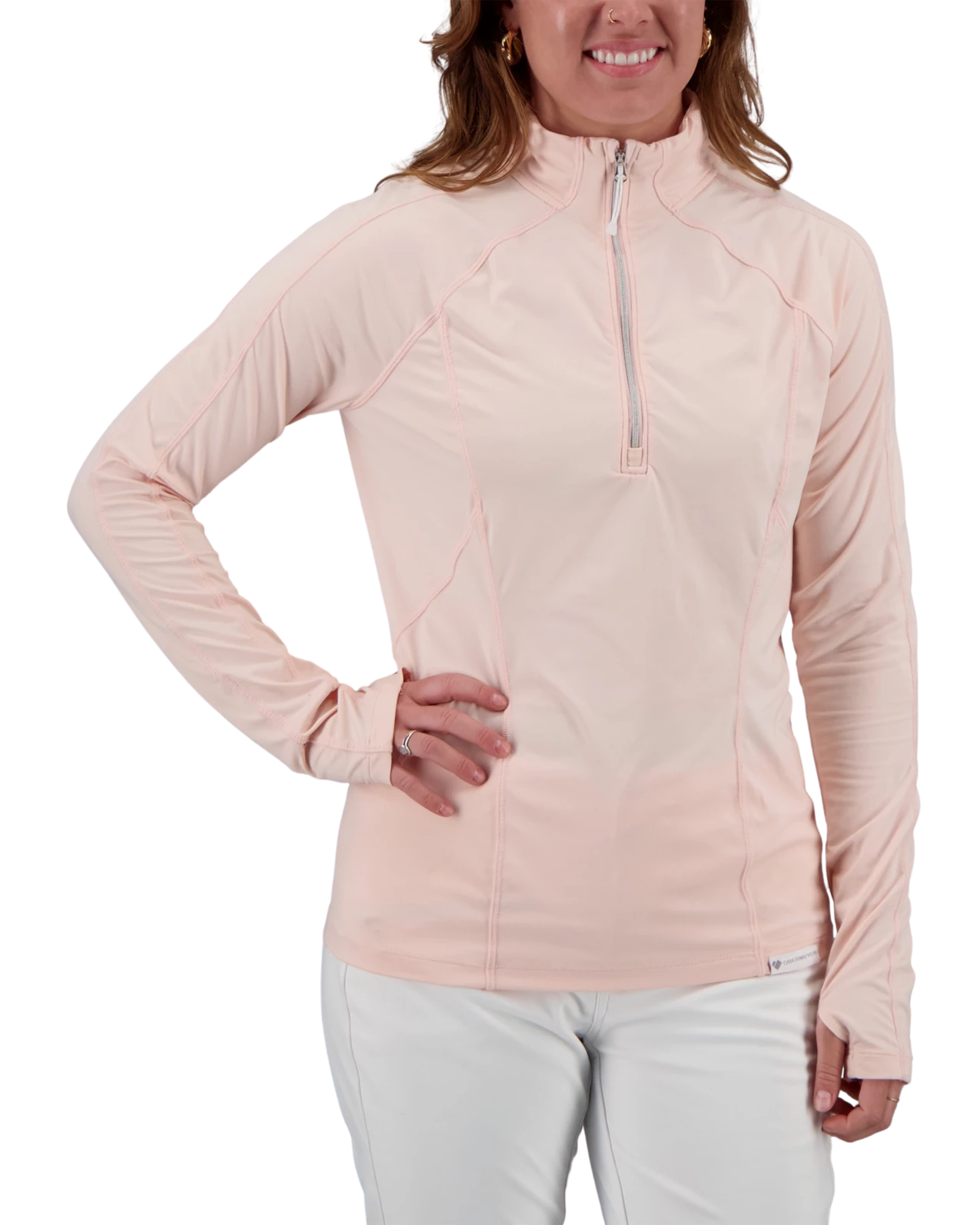 Obermeyer Discover 1/4 Zip Baselayer Top - Pink Sand 3 Obermeyer Discover 1/4 Zip Baselayer Top - Pink Sand