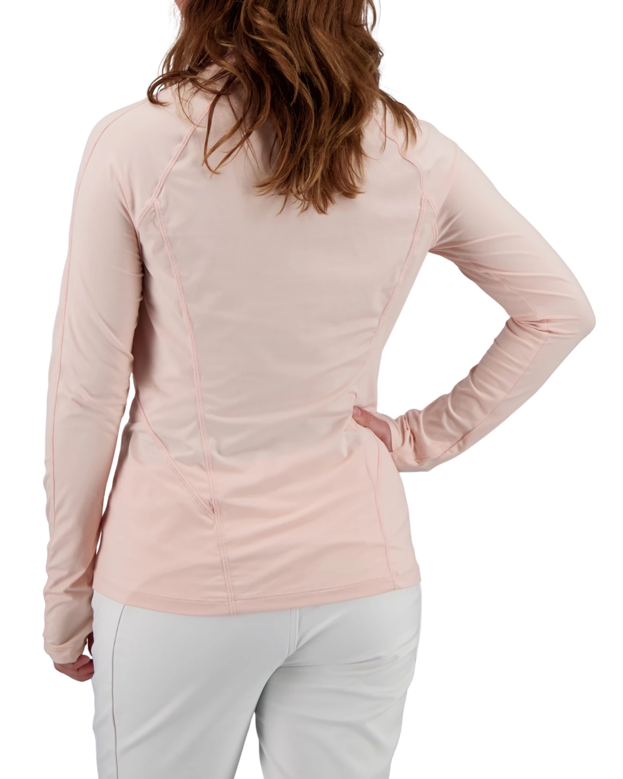 Obermeyer Discover 1/4 Zip Baselayer Top - Pink Sand 4 Obermeyer Discover 1/4 Zip Baselayer Top - Pink Sand - Image 2