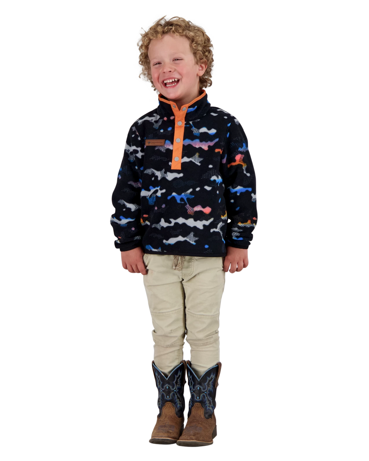 Obermeyer Kids' Boulder Fleece - Dayglow Camo 3 Obermeyer Kids' Boulder Fleece - Dayglow Camo